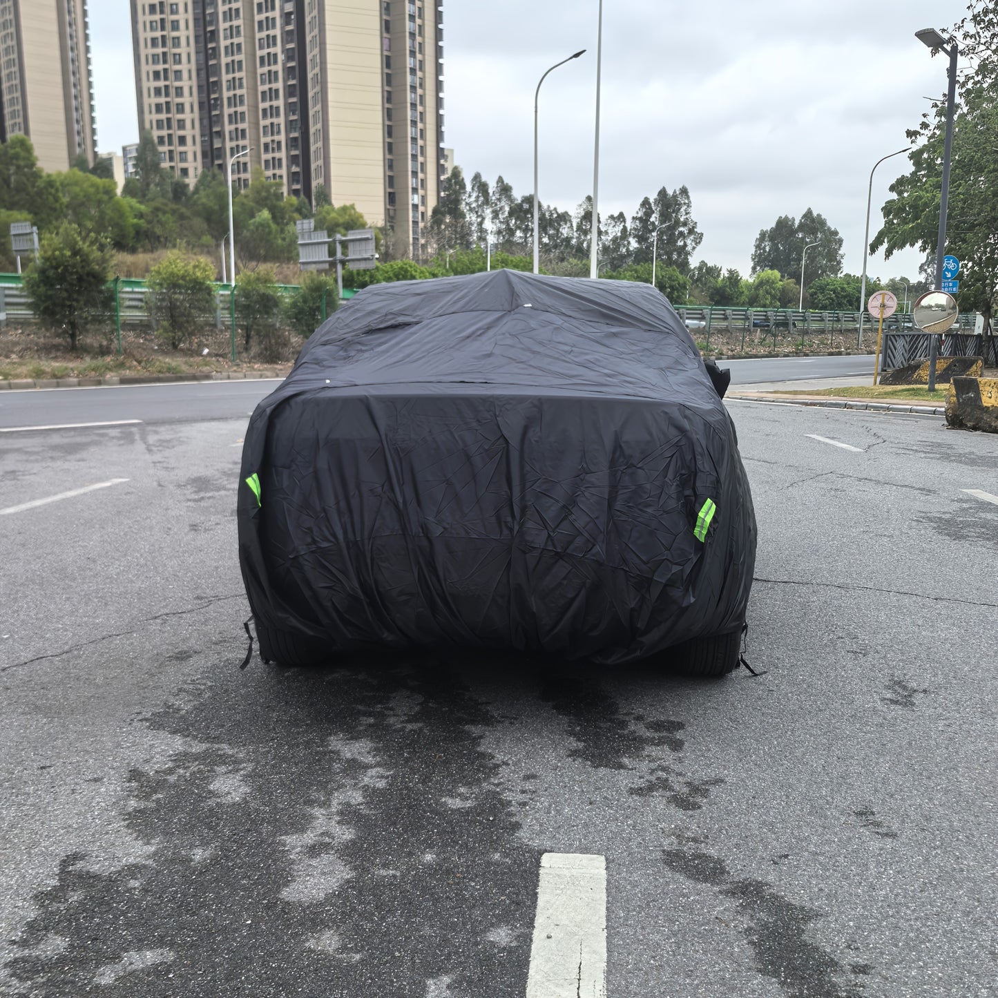 Premium Black Car Cover with Reflective Strips - UV Protection, Dust & Scratch Resistant for Sedans, Hatchbacks, SUVs - Multiple Sizes Available