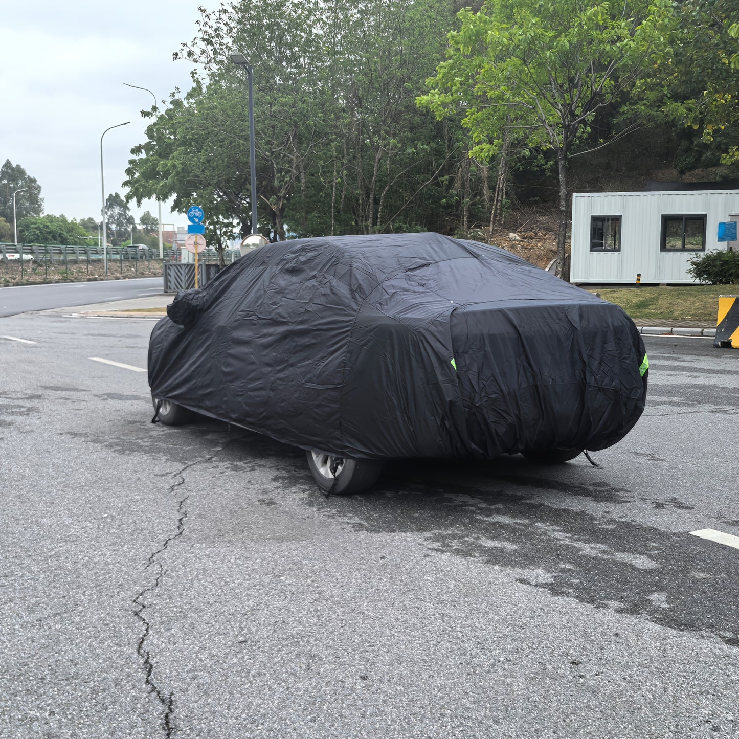 Premium Black Car Cover with Reflective Strips - UV Protection, Dust & Scratch Resistant for Sedans, Hatchbacks, SUVs - Multiple Sizes Available