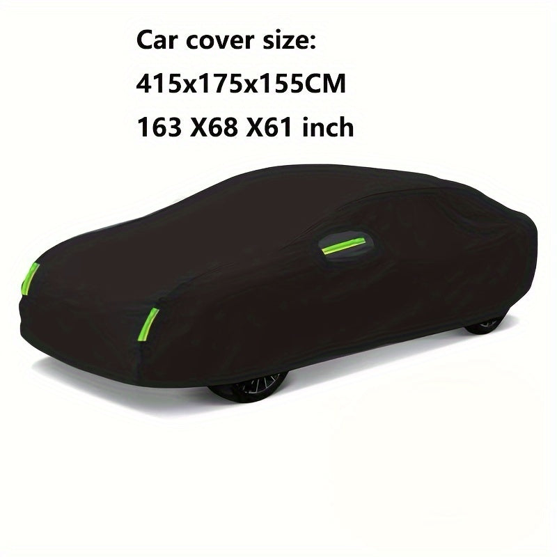 Premium Black Car Cover with Reflective Strips - UV Protection, Dust & Scratch Resistant for Sedans, Hatchbacks, SUVs - Multiple Sizes Available