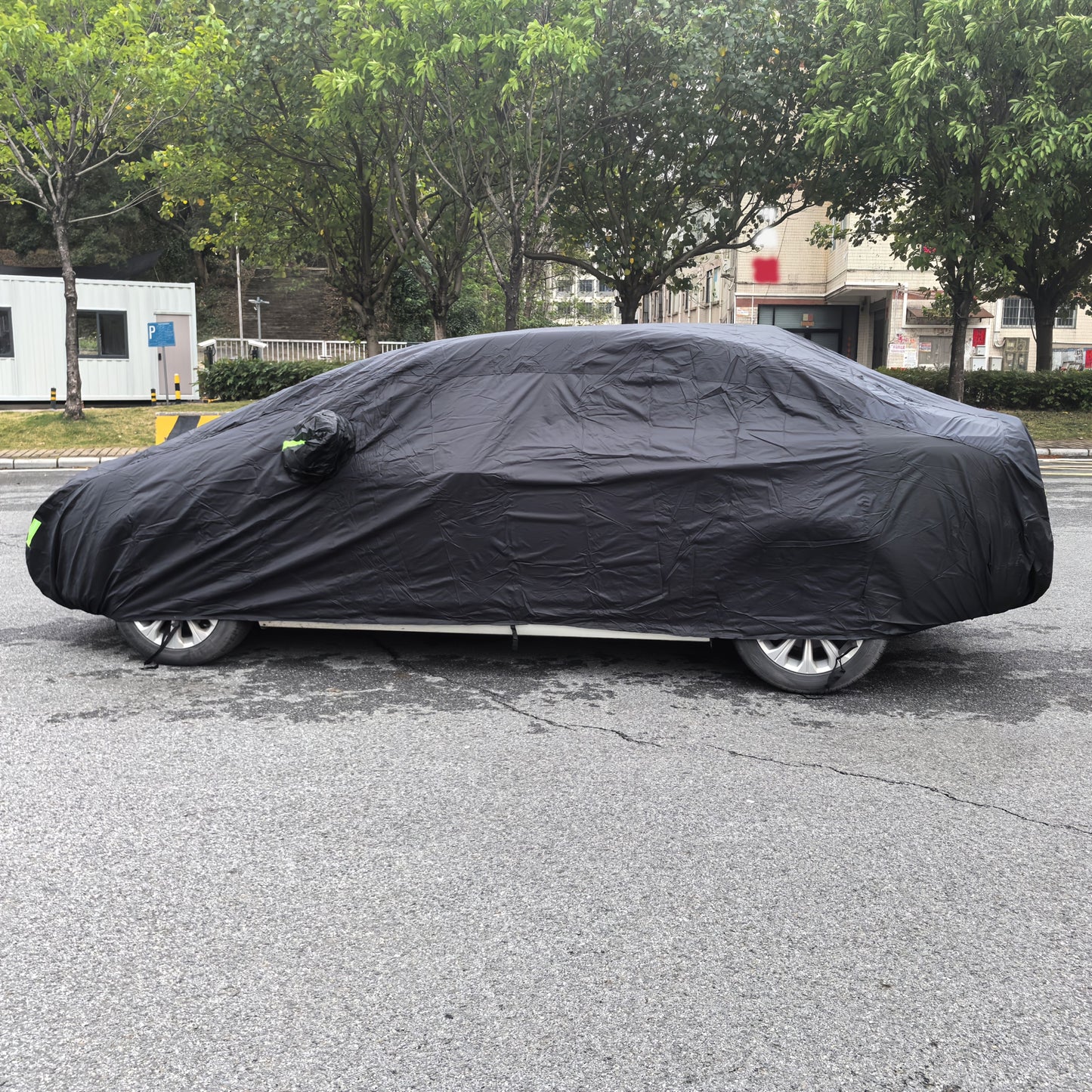Premium Black Car Cover with Reflective Strips - UV Protection, Dust & Scratch Resistant for Sedans, Hatchbacks, SUVs - Multiple Sizes Available