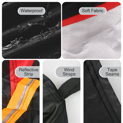 Universal Fit Outdoor Car Cover 170T Polyester Thickened Fabric with Reflective Strips, Full Exterior Sunshade Dustproof Protection for Sedan SUV - Black & Red
