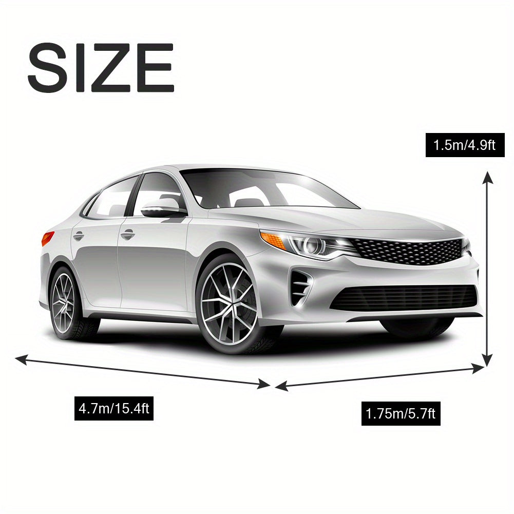 Universal Fit Outdoor Car Cover 170T Polyester Thickened Fabric with Reflective Strips, Full Exterior Sunshade Dustproof Protection for Sedan SUV - Black & Red