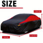 Universal Fit Outdoor Car Cover 170T Polyester Thickened Fabric with Reflective Strips, Full Exterior Sunshade Dustproof Protection for Sedan SUV - Black & Red